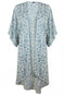 Ex M&CO Blue Floral Longline Kimono Kaftan Floral Print