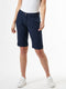 Ex Dorothy Perkins Knee Length Linen Shorts In Navy / Beige
