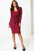 Ex Famous Store Knot Front Long Sleeve Bodycon Midi Dress
