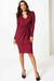 Ex Famous Store Knot Front Long Sleeve Bodycon Midi Dress