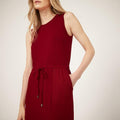 Red Utility Drawstring Midi Dress