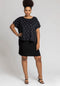 Ladies Curve Glitter Embellished Contrast Dress In Black & Bronze