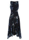 Ex Roman Originals Navy Floral Hanky Hem Ruffle Midi Dress