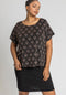 Ladies Curve Glitter Embellished Contrast Dress In Black & Bronze