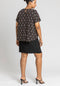 Ladies Curve Glitter Embellished Contrast Dress In Black & Bronze