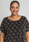 Ladies Curve Glitter Embellished Contrast Dress In Black & Bronze