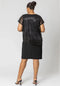 Ladies Black Curve Asymmetric Shimmer Overlay Dress
