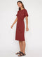 Ex Warehouse Rust Tie Waist Textured Crinkle Dress