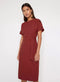 Ex Warehouse Rust Tie Waist Textured Crinkle Dress