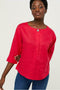 Ex Monsoon Scarlet Linen Top With Button Detail