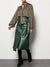 Faux Leather Midi Length Green Belted Wrap Skirt RRP £145