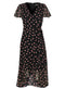 Ex Wallis Black Polka Dot Print Wrap Midi Dress