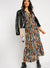 Ladies Swirl Print Gathered Waist Maxi Puff Sleeve Dress