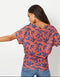 Ladies Tie Knot V-Neck Front Linen Look Top Blouse