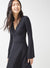 Ex Topshop Black Trumpet Sleeve Ribbed Jersey Wrap Dress