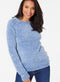 Ex Bon Marche Blue Cosy Textured Round Neck Jumper