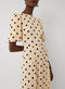 Ex Warehouse Spot Puff Sleeve Midi Dress Cream