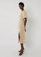 Ex Warehouse Spot Puff Sleeve Midi Dress Cream