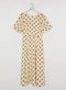 Ex Warehouse Spot Puff Sleeve Midi Dress Cream