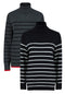 Ladies Stripe Fine-knit Polo-Neck Jumper Knitwear Grey Black
