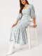 Ladies Zebra Print Gathered Waist Maxi Puff Sleeve Dress